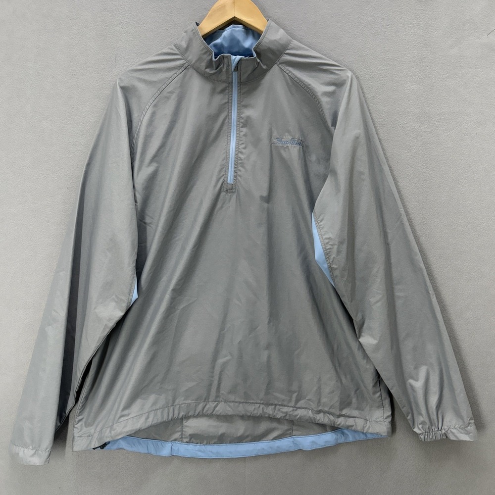 Peter Millar Windbreaker Packable Jacket Gray 1/4 Zip Men Large HUALALAI Golf